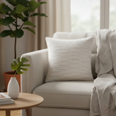 Fabric-Crafted Cream Cushion Cover – 12"x12" | Elegant Wave Layered Texture | Premium Poly Cotton