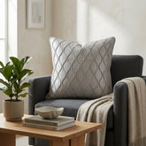 Fabric Crafted Cushion Cover – Dark Cream | 16"x16" | Poly Cotton Fabric | Elegant Embossed Wavy Pattern Design