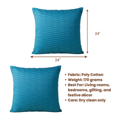 Fabric Crafted Turquoise Cushion Cover – 24"x24" | Premium Poly Cotton