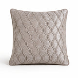 Fabric Crafted Cushion Cover – Dark Cream | 16"x16" | Poly Cotton Fabric | Elegant Embossed Wavy Pattern Design
