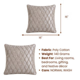 Fabric Crafted Cushion Cover – Dark Cream | 16"x16" | Poly Cotton Fabric | Elegant Embossed Wavy Pattern Design