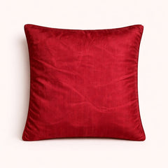 Hand Crafted Cushion Cover – Red | 16"x16" | Poly Cotton | Embroidered Floral Vine Design