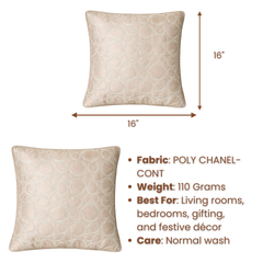 Machine-Crafted Beige Cushion Cover – 16"x16" | Circular Embroidered Design | Premium Poly Channel Fabric
