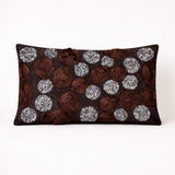 Hand Crafted Bolster Cover – Brown | 19"x12" | Poly Cotton Fabric | Embellished Floral Texture Design