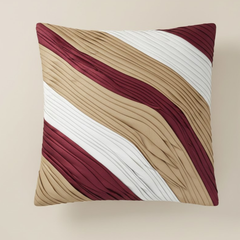 Fabric-Crafted Gold Cushion Cover – 16"x16" | Triple-Tone Pleated Waves | Premium Poly Cotton