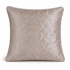 Fabric Crafted Cushion Cover – Dark Cream | 16"x16" | Poly Cotton Fabric | Elegant Embossed Wavy Pattern Design