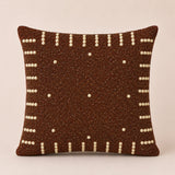 Handcrafted Cushion Cover – Brown | 16"x16" | Pearl Embroidered Decorative Cushion Cover