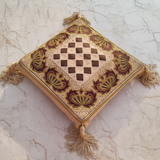 Hand Crafted Cushion Cover – Brown | 12"x12" | Poly Cotton | Embroidered Medallion Design