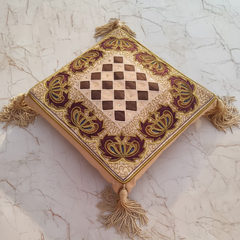 Hand Crafted Cushion Cover – Brown | 12"x12" | Poly Cotton | Embroidered Medallion Design