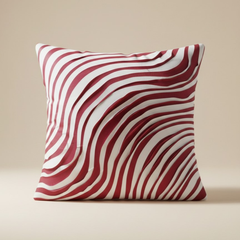 Fabric-Crafted Maroon Cushion Cover – 16"x16" | Modern Wave-Pattern Design | Poly Cotton Foam