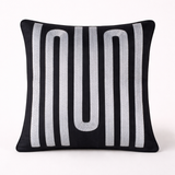 Handcrafted Black Cushion Cover – 12"x12" | Linear Embroidered Design | Premium Poly Cotton