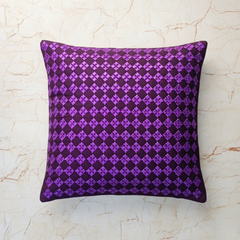 Handcrafted Purple Cushion Cover – 12"x12", Premium Poly Cotton