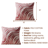 Fabric-Crafted Maroon Cushion Cover – 16"x16" | Modern Wave-Pattern Design | Poly Cotton Foam