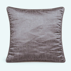 Fabric Crafted Cushion Cover – Silver Grey | 16"x16" | Poly Cotton Fabric | Elegant Embossed Wavy Pattern Design