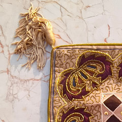 Hand Crafted Cushion Cover – Brown | 12"x12" | Poly Cotton | Embroidered Medallion Design