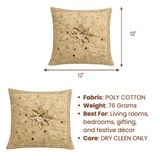 Hand Crafted Embroidered Cushion Cover – Beige | 12"x12" | Poly Cotton | Floral Design
