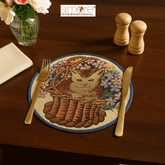 Tapestry Doily – Brown Jacquard Woven, 12"x12"