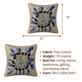 Handcrafted Cushion Cover – Beige | 16"x16" | Designer Poly Cotton Cushion Cover