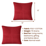 Fabric-Crafted Maroon Cushion Cover – 12"x12" | Elegant Pleated Texture | Premium Poly Cotton