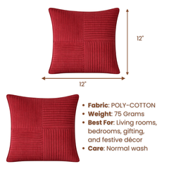 Fabric-Crafted Maroon Cushion Cover – 12"x12" | Elegant Pleated Texture | Premium Poly Cotton
