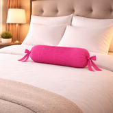 Fabric-Crafted Cylindrical Pink Bolster Cover – 15"x32" | Cotton Polyester Fabric | Premium & Elegant