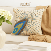 Handcrafted Cushion Cover – Beige, 12"x12"