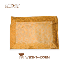 Set of - 6/4, 1 Pcs, Fabric Crafted Placemat – Golden, 13"x19"