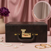 Luxury Brown Leather Jewellery Box with Combination Lock & Multi-Compartment Organizer (30.48 × 24.13 × 13.97 cm)