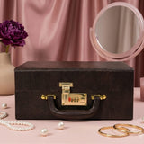 Luxury Brown Leather Jewellery Box with Combination Lock & Multi-Compartment Organizer (30.48 × 24.13 × 13.97 cm)