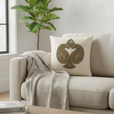 Handcrafted Beige Cushion Cover – 12"x12" | Elegant Embroidered Paisley Design | Premium Poly Cotton