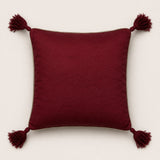 Handcrafted Cushion Cover – Maroon | 16"x16" | Traditional Embroidered Tassel Decorative Cushion Cover