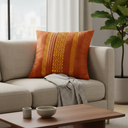 Hand Crafted Cushion Cover – Orange | 16"x16" | Poly Cotton | Textured Panel Design