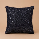 Handcrafted Cushion Cover – Black | 16"x16" | Sequin Decorative Cushion Cover