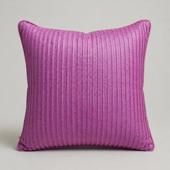 Fabric Crafted Cushion Cover – Purple | 16"x16" | Poly Cotton Foam Fabric | Elegant Ribbed Texture Design