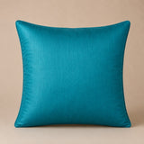Machine Crafted Turquoise Cushion Cover – 12"x12" | Geometric Star Patchwork Embroidery | Premium Poly-Cotton Decorative Cushion Cover