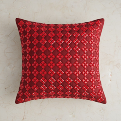 Handcrafted Red Cushion Cover – 12"x12", Premium Poly Cotton