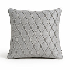 Fabric Crafted Cushion Cover – Beige Ivory | 16"x16" | Poly Cotton Fabric | Elegant Embossed Wavy Pattern Design