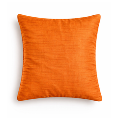 Hand Crafted Cushion Cover – Orange | 16"x16" | Poly Cotton | Textured Panel Design