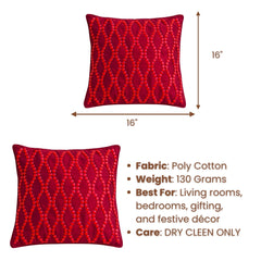 Hand Crafted Cushion Cover – Maroon | 16"x16" | Poly Cotton | Premium Beaded Embroidery Design
