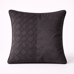Fabric Crafted Cushion Cover – Black | 16"x16" | Poly Cotton | Modern Textured Design