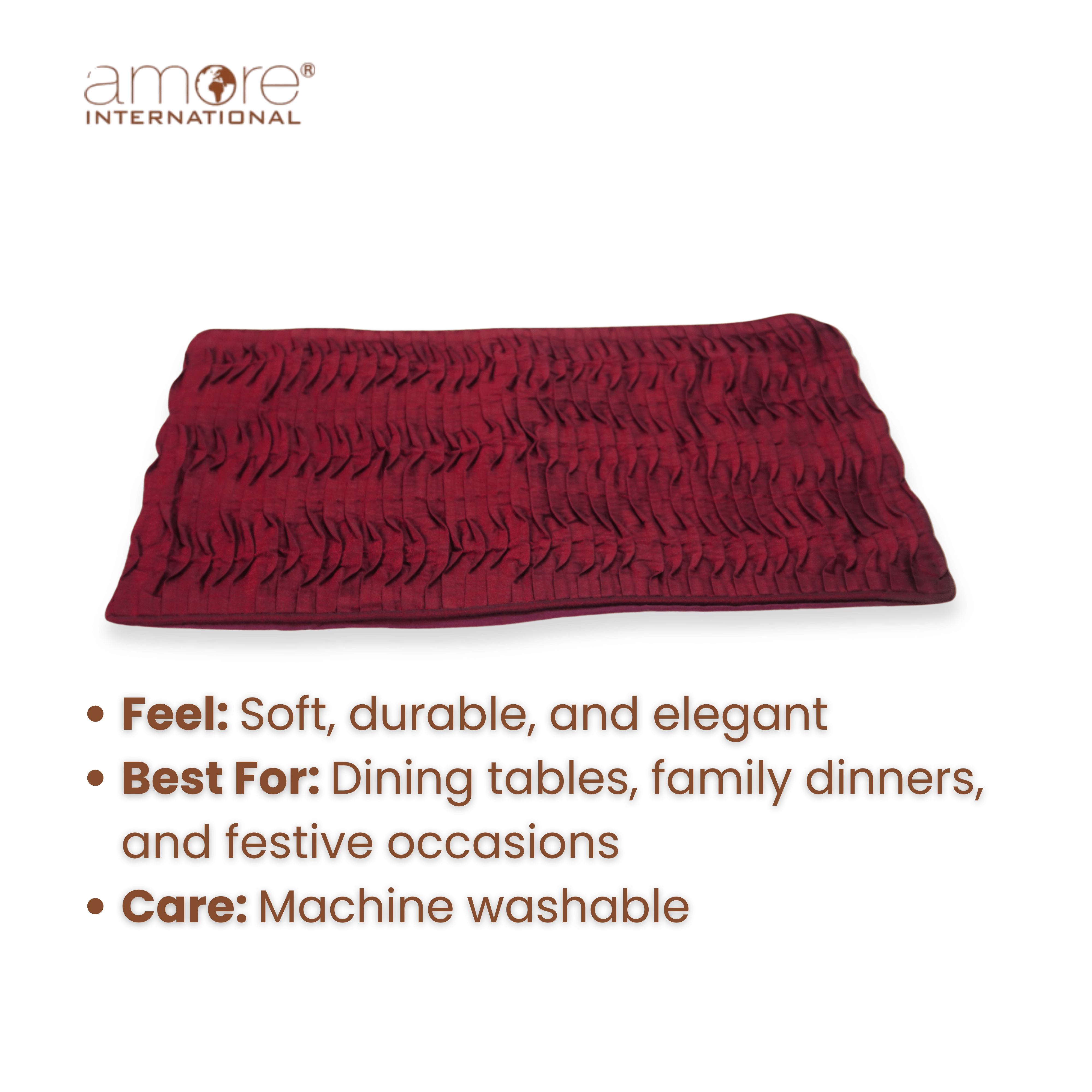 Fabric Crafted Placemat – Maroon, 13"x19"