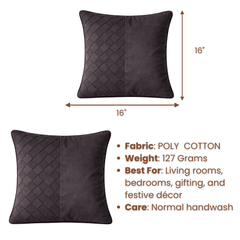 Fabric Crafted Cushion Cover – Black | 16"x16" | Poly Cotton | Modern Textured Design