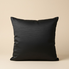 Fabric-Crafted Black Cushion Cover – 12"x12", Handcrafted Floral Burst Design in Poly Cotton