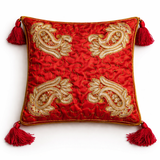 Hand Crafted Cushion Cover – Maroon | 12"x12" | Poly Cotton | Embroidered Paisley Design