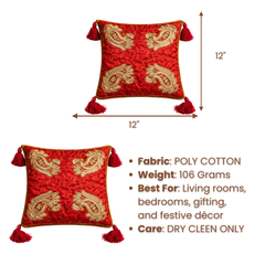 Hand Crafted Cushion Cover – Maroon | 12"x12" | Poly Cotton | Embroidered Paisley Design