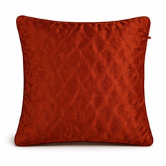Fabric Crafted Cushion Cover – Brick | 16"x16" | Poly Cotton Fabric | Elegant Embossed Wavy Pattern Design