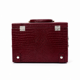 Luxury Cherry Red Crocodile Texture Leather Jewellery Box with Mirror, Multi-Layer Jewellery Storage Organizer for Rings, Earrings, Necklaces, Bracelets, Bangles & Watches (25.91 × 18.29 × 18.54 cm)