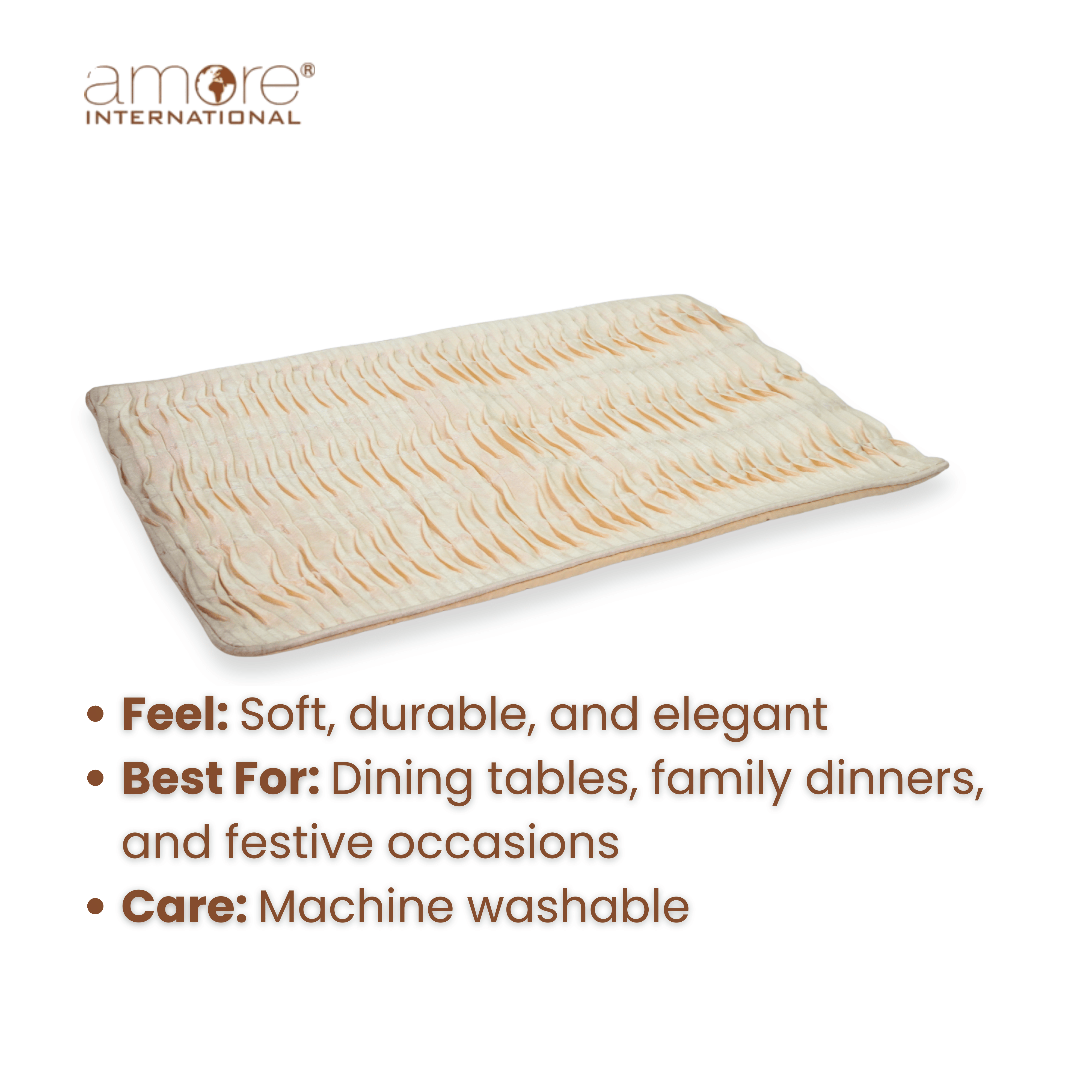 Fabric Crafted Placemat – Cream, 13"x19"
