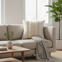 Hand Crafted Cushion Cover – Cream | 16"x16" | Poly Cotton | Textured Panel Design