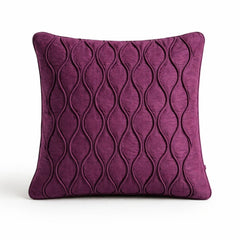 Fabric Crafted Cushion Cover – Mauve | 16"x16" | Poly Cotton Fabric | Elegant Embossed Wavy Pattern Design